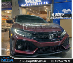 Honda Civic X Carbon Fiber Front Bumper Splitter 3Pcs