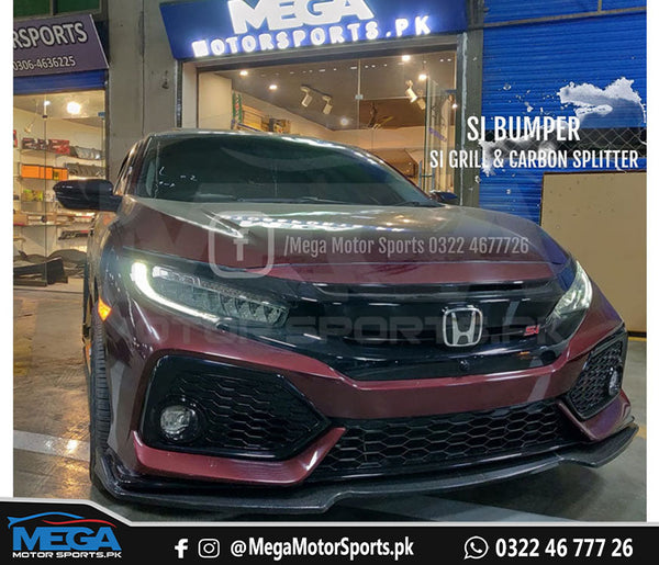 Honda Civic X Carbon Fiber Front Bumper Splitter 3Pcs