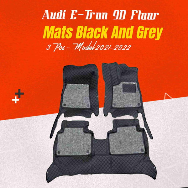 Audi E Tron 9D Floor Mats Horizontal Stitch Black With Black Grass 2021-2025