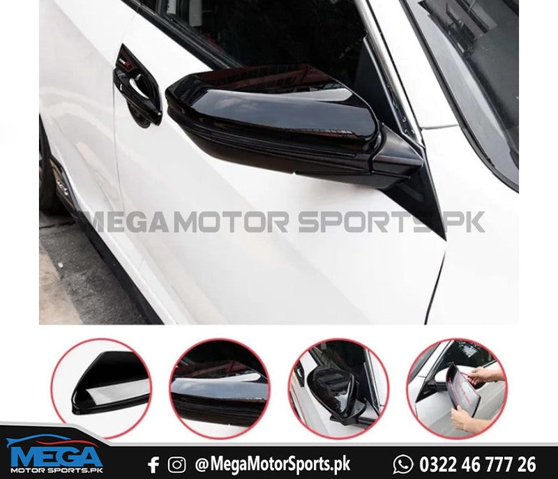 Honda Civic X Gloss Black Side Mirror Covers For 2016 - 2021