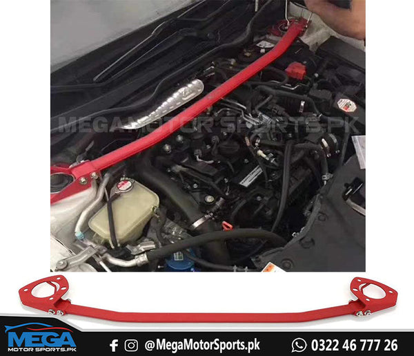 Honda Civic X Front Strud Bar - Red Strud Bar For Models 2016 - 2021