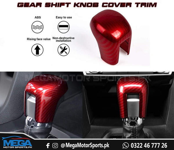 Honda Civic X Red Carbon Fiber Full Gear Knob Cover For 2016 - 2021
