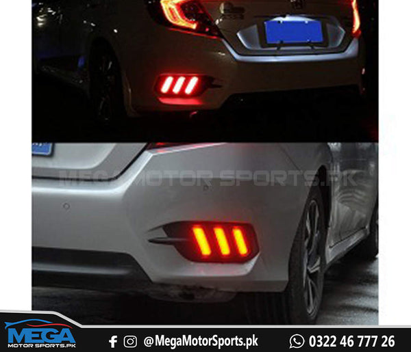 Honda Civic X Rear Bumper Mustang Style DRL For 2016 - 2021