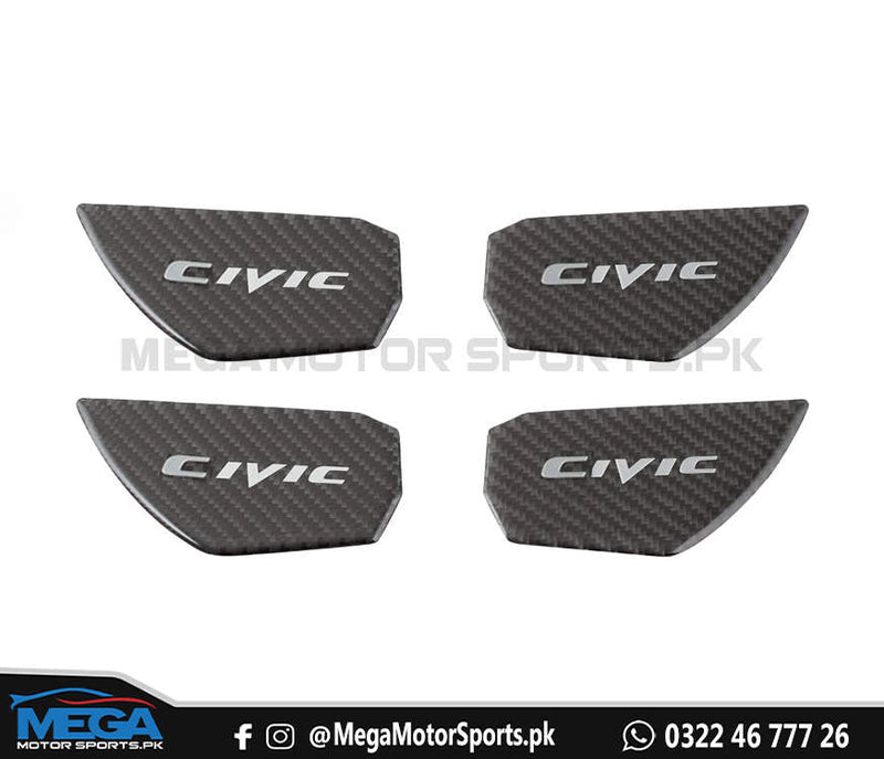 Honda Civic X Carbon Fiber Interior Door Handle Bowl For 2016 2017 2018 2019 2020 2021
