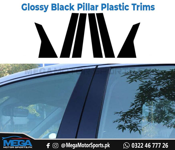Honda Civic 11th Generation Glossy Black Door Pillars Plastic Trims For 2022 2023