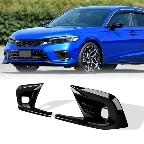 Honda Civic 11 Gen Gloss Black Front Bumper Fog Covers 2 Pcs 2022+