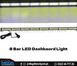 8 Bar LED Long Dashboard Light - White + Police (Red & Blue)