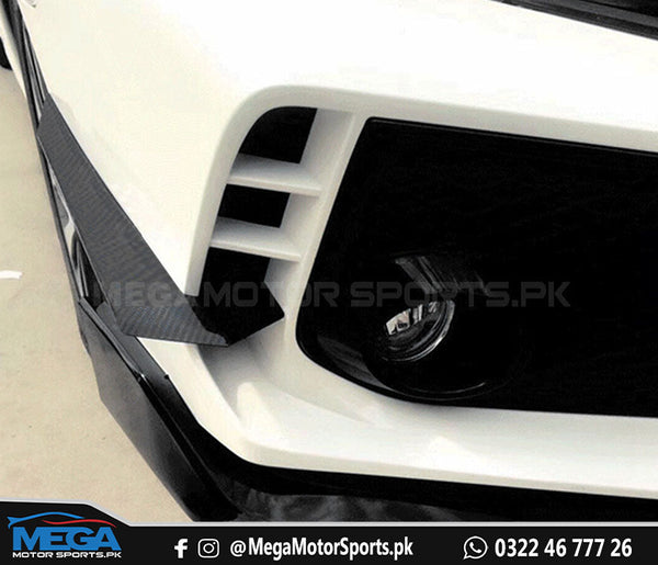 Honda Civic X Type R Front Bumper Carbon Fiber Splitter Fin For 2016 - 2021