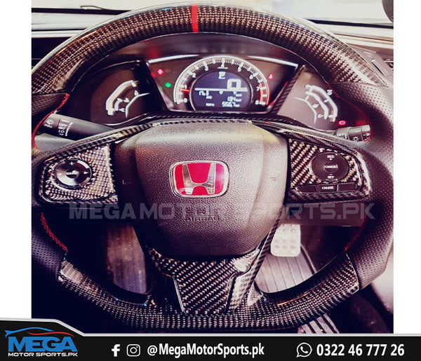 Honda Civic X Carbon Fiber Steering Multimedia Trims