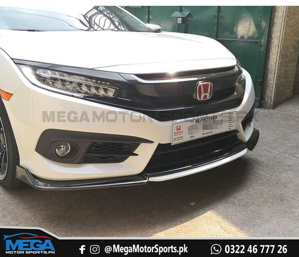 Honda Civic X  Matt Black Front Bumper Splitter V3