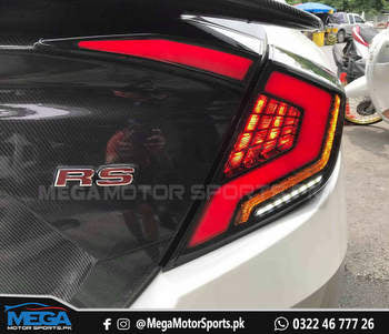 Honda Civic X Red Matrix Style Tail Lights 2016-2021