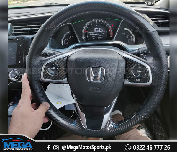 Honda Civic X  Double Carbon Fiber Leather Steering Cover For 2016 - 2021