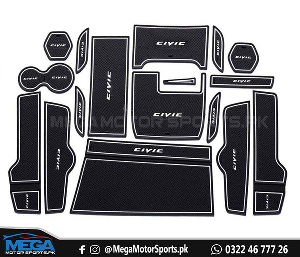 Honda Civic X Anti Slip White Interior Mats For 2016 2017 2018 2019 2020 2021