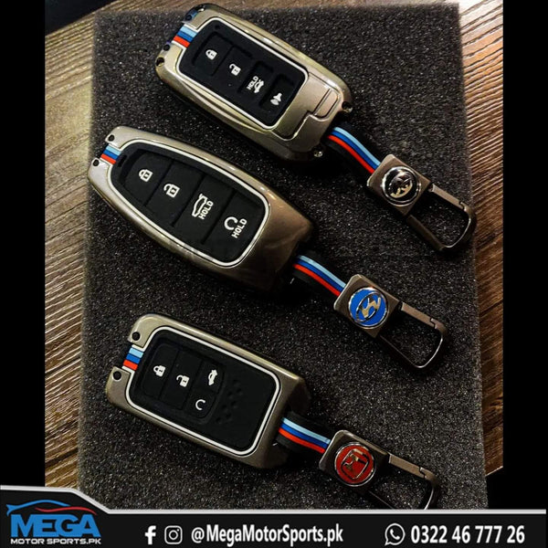 Honda Civic X Metal Zinc Alloy Key Fob / Carbon Fiber Key Cover 4 Button For 2016 - 2021