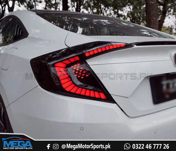 Honda Civic X Dragon Style Smoke LED Tail Lights For 2016 - 2021