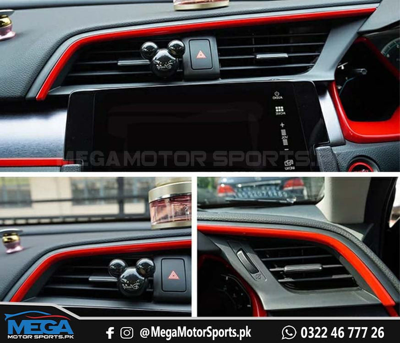Honda Civic X  Red Dashboard Trims - 5 Pcs