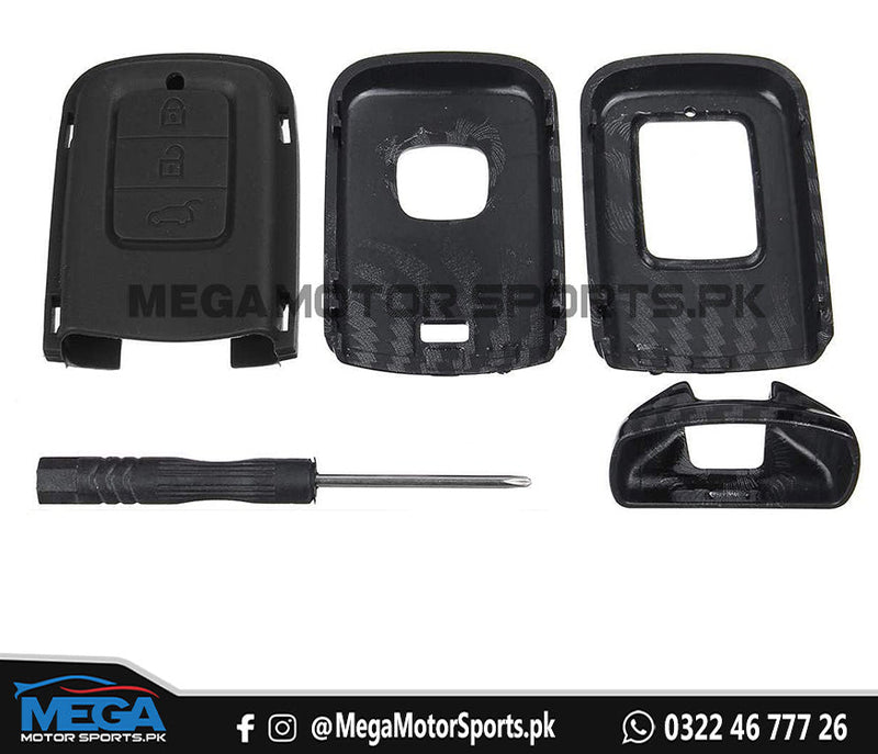 Honda Civic X Black Carbon Fiber Key Fob 3 Button