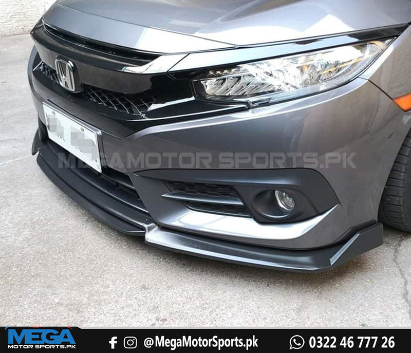 Honda Civic X  Matt Black Front Bumper Splitter V3