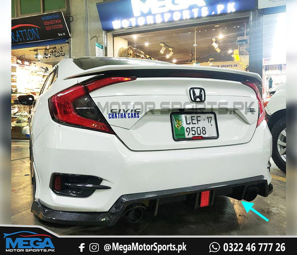Honda Civic X Carbon Fiber Lip Diffuser - 3 Pcs - LED