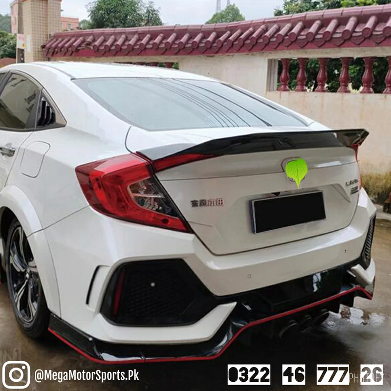 Honda Civic X Gloss Black DuckTail Spoiler V2 2016 - 2021