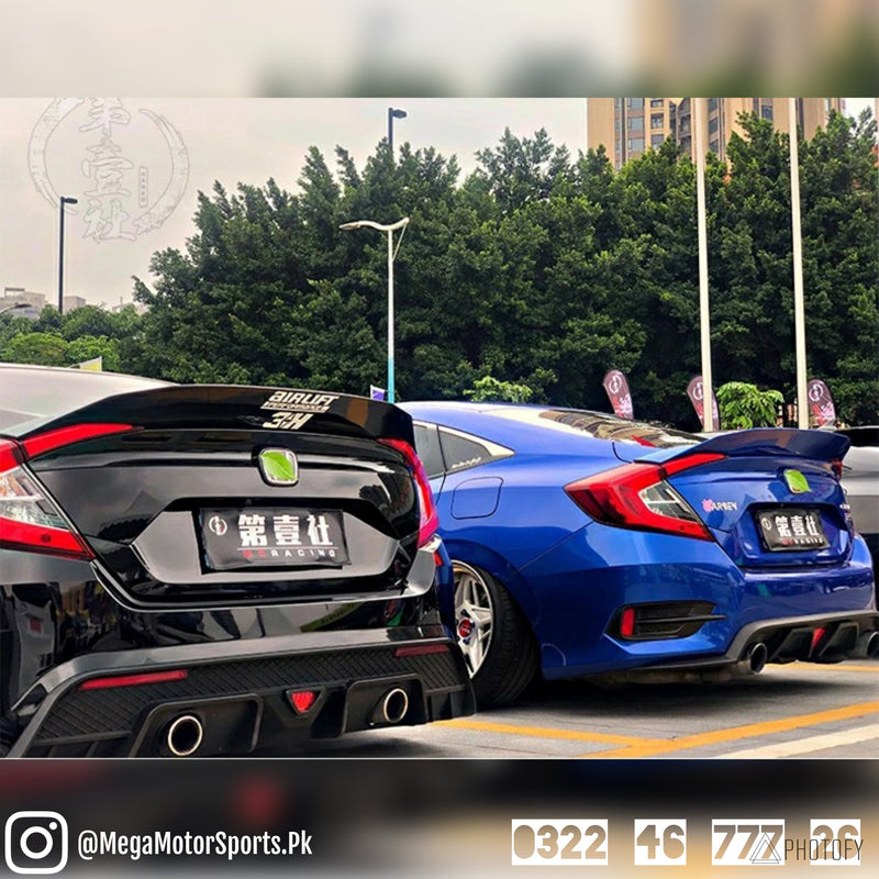Honda Civic X Gloss Black DuckTail Spoiler V2 2016 - 2021
