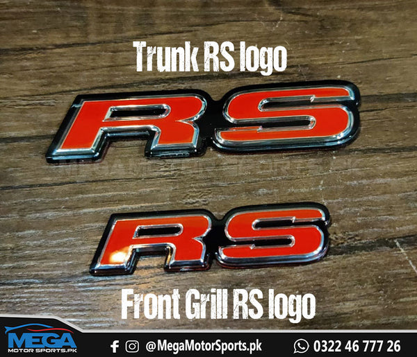 Honda Civic X Front Grill and Trunk RS Logo / OEM RS Logo For 2016 2017 2018 2019 2020 2021 - 2 pcs