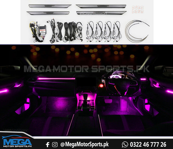 Honda Civic X Complete Atmospheric / Illumination Kit - 64 Color - Carbon Fiber Strips / Complete Ambient Lights