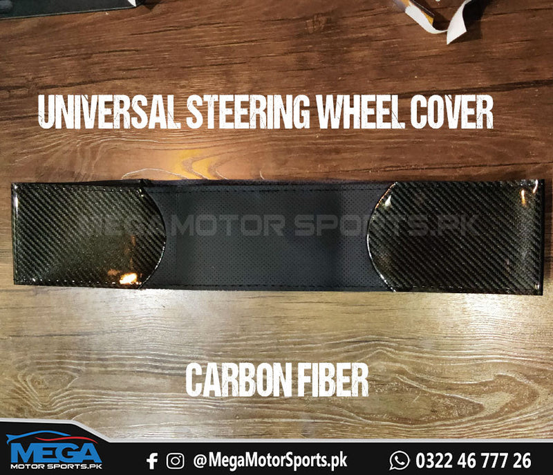 Universal Leather Carbon Fiber Steering Cover - Double Carbon Fiber with Leather