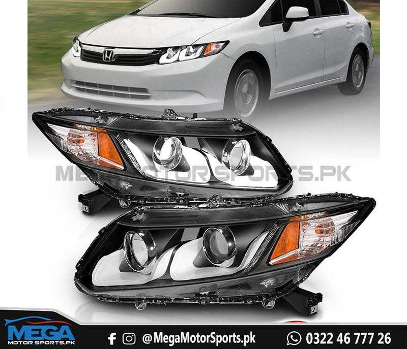 Honda Civic Rebirth U Shape Projector Headlights Taiwan For 2012 2013 2014 2015