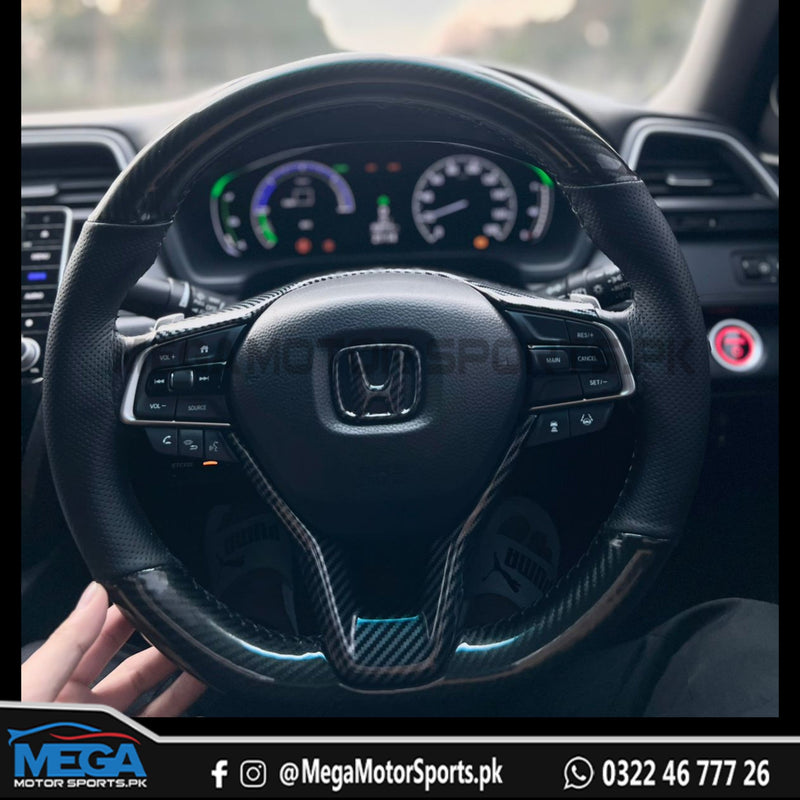 Universal Leather Carbon Fiber Steering Cover - Double Carbon Fiber with Leather