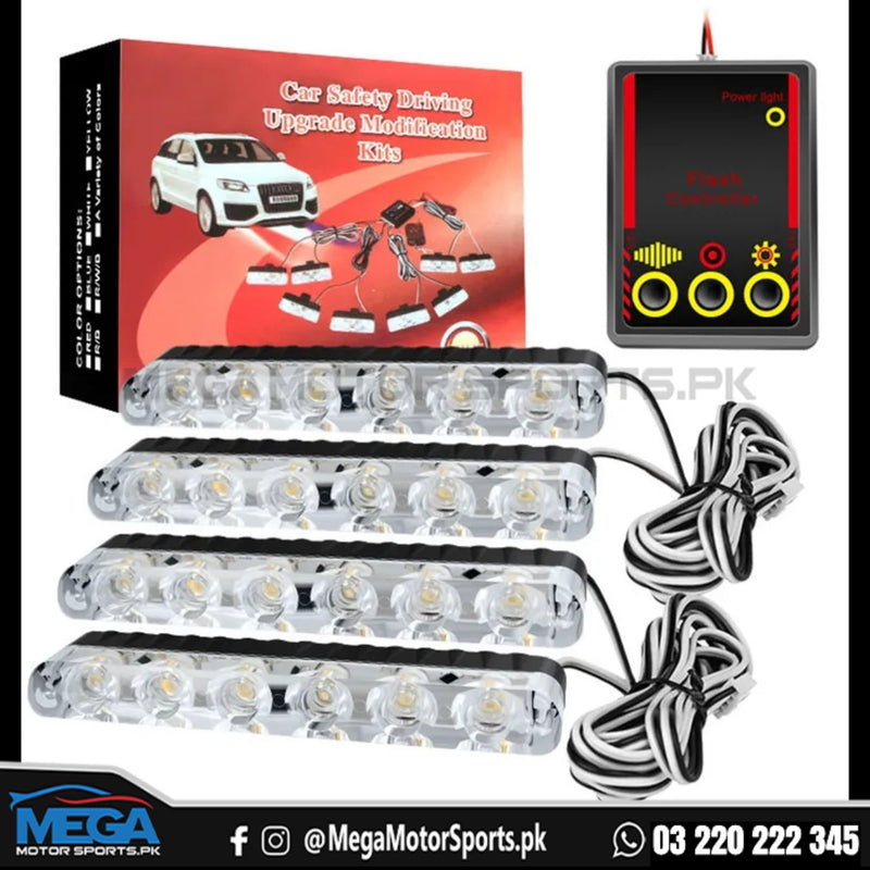 4 Piece LED Flasher Police Light For Grill