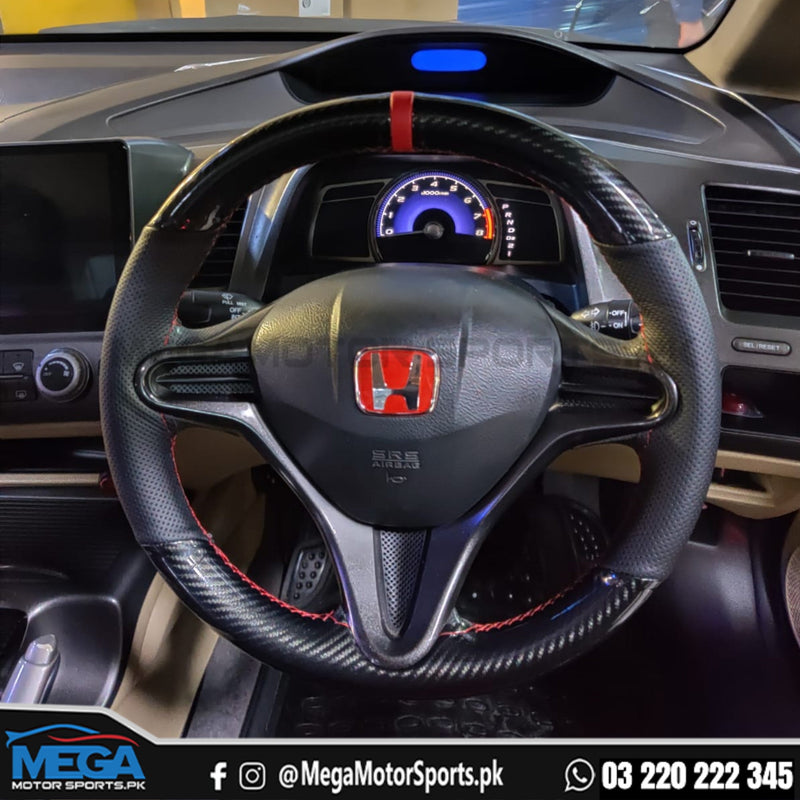 Universal Red Line Carbon Fiber Steering Cover - Best Quality