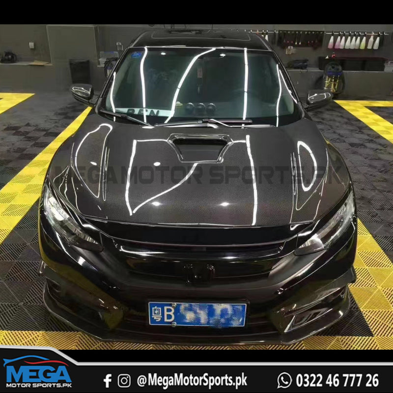 Honda Civic X Original Carbon Fiber Hood (Bonnet) Type R Style - 2016+