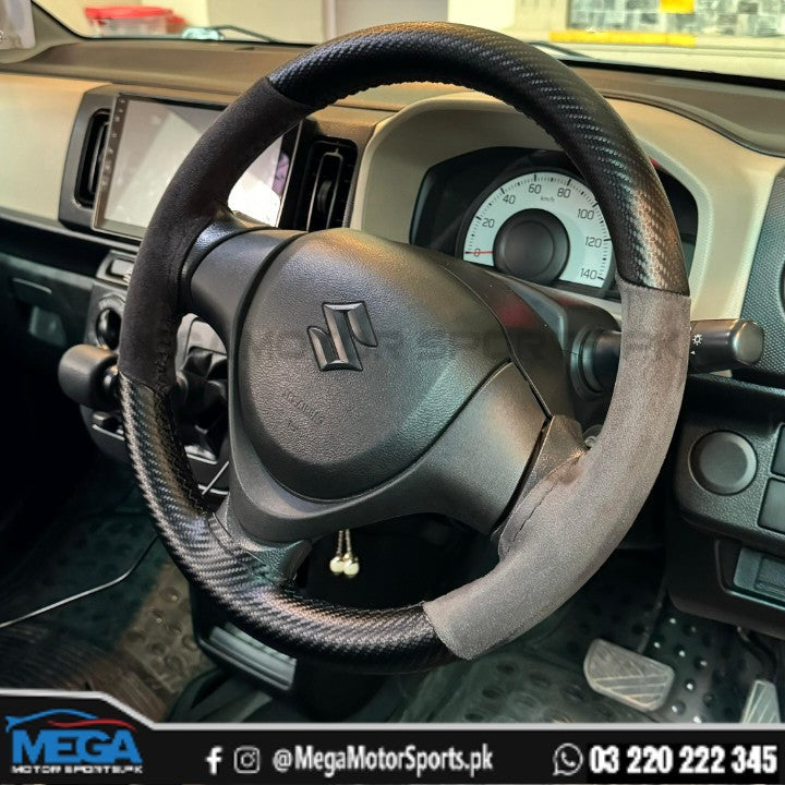 Universal Suede Carbon Fiber Steering Cover - Premium Quality