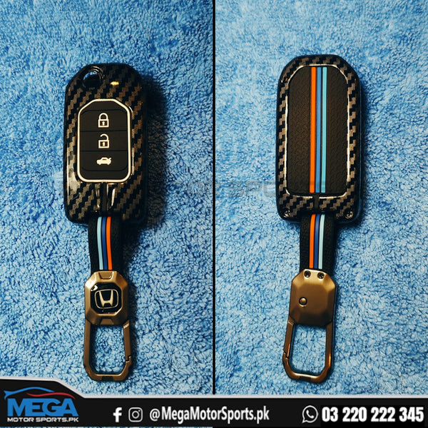 Honda Civic Rebirth Metal Zinc Alloy Key Fob / Carbon Fiber Key Cover For 2014 2015