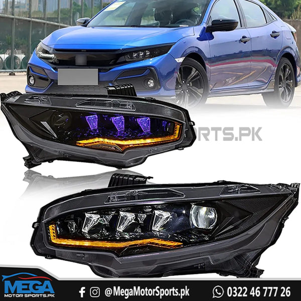Honda Civic X  LED Dragon Eye Headlights For 2016 - 2021