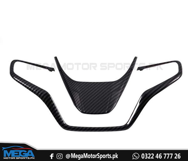 Honda Civic X Carbon Fiber Steering Trims - 2 Pcs For Models 2016 2017 2018 2019 2020 2021