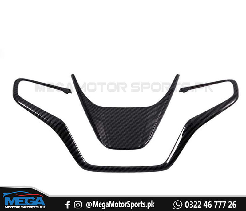 Honda Civic X Carbon Fiber Steering Trims - 2 Pcs For Models 2016 2017 2018 2019 2020 2021