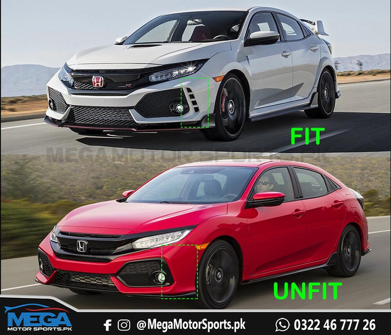 Honda Civic X Type R Front Bumper DRL For 2016 - 2021