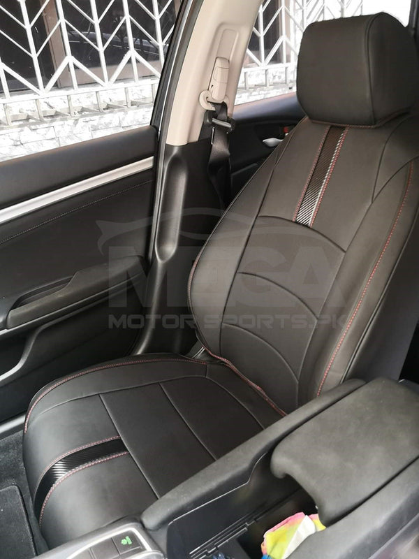 Honda Civic X RS Style Leather Seat Covers 2016 - 2021 Red Stitching