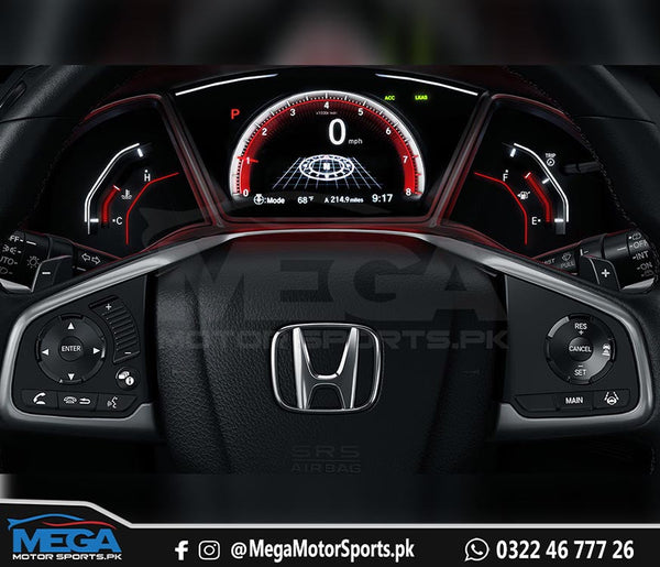 Honda Civic X  OEM RED LED Cluster / Meter For 2016 - 2021