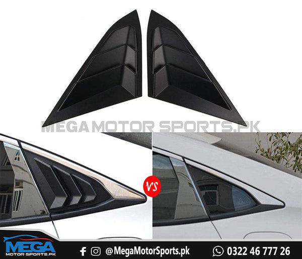 Honda Civic X  Matt Black Quarter Louver For Models 2016 - 2021