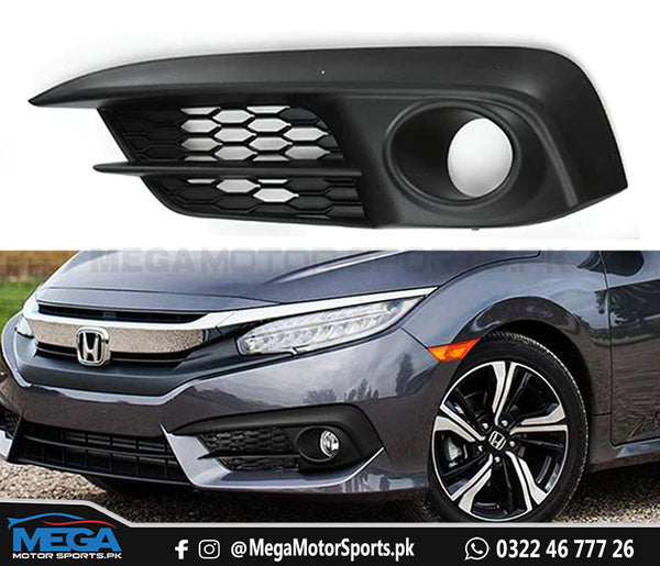 Honda Civic X  Front Bumper Fog Cover - Left - For 2016 - 2021
