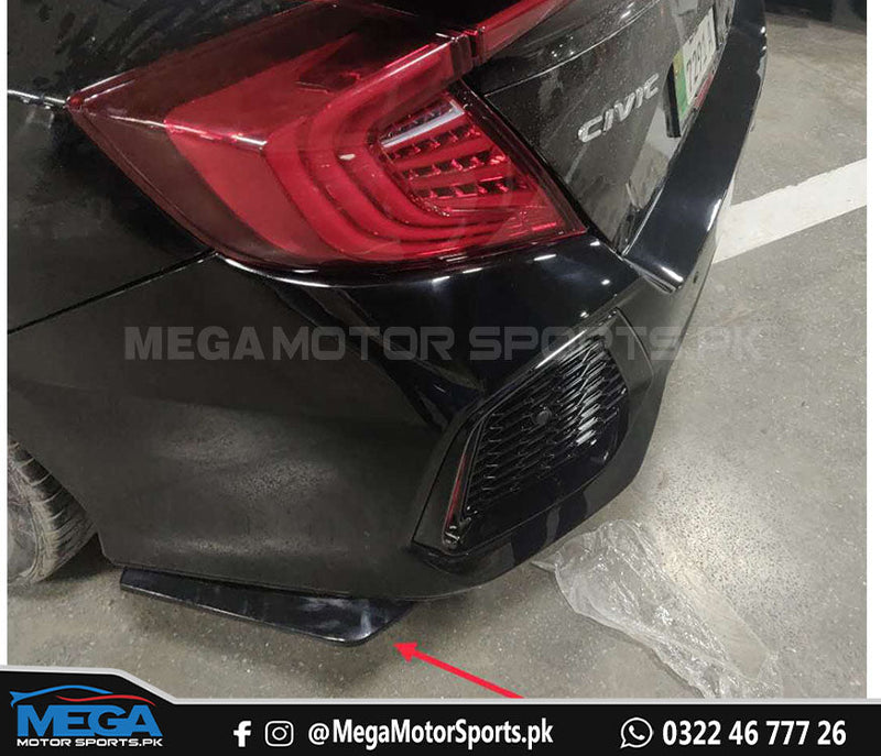 Honda Civic X Gloss Black Rear Bumper Splitter V2