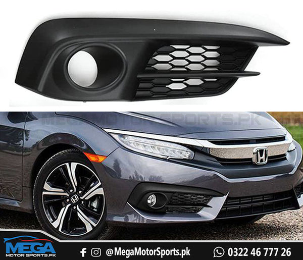 Honda Civic X Front Bumper Fog Cover - Right - For 2016 - 2021