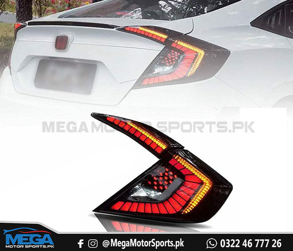 Honda Civic X Dragon Style Smoke LED Tail Lights For 2016 - 2021