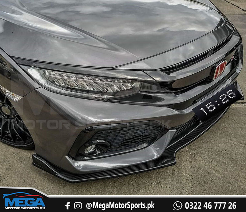 Honda Civic X Carbon Fiber Front Bumper Splitter 3Pcs
