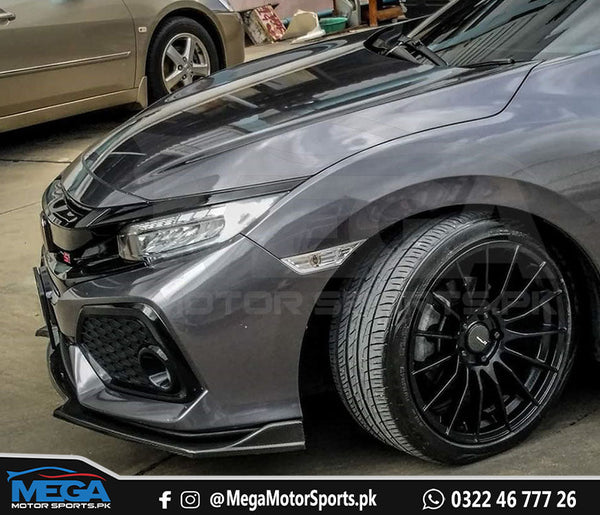 Honda Civic X Carbon Fiber Front Bumper Splitter 3Pcs
