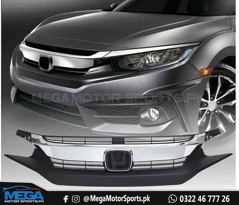 Honda Civic X  Front Chrome Grill For Models 2016 - 2021