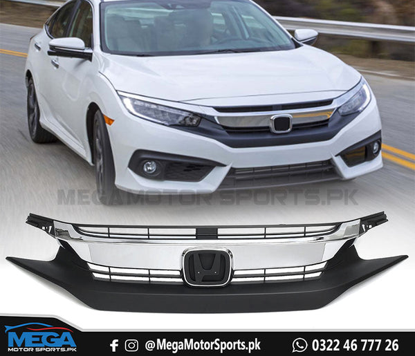 Honda Civic X  Front Chrome Grill For Models 2016 - 2021